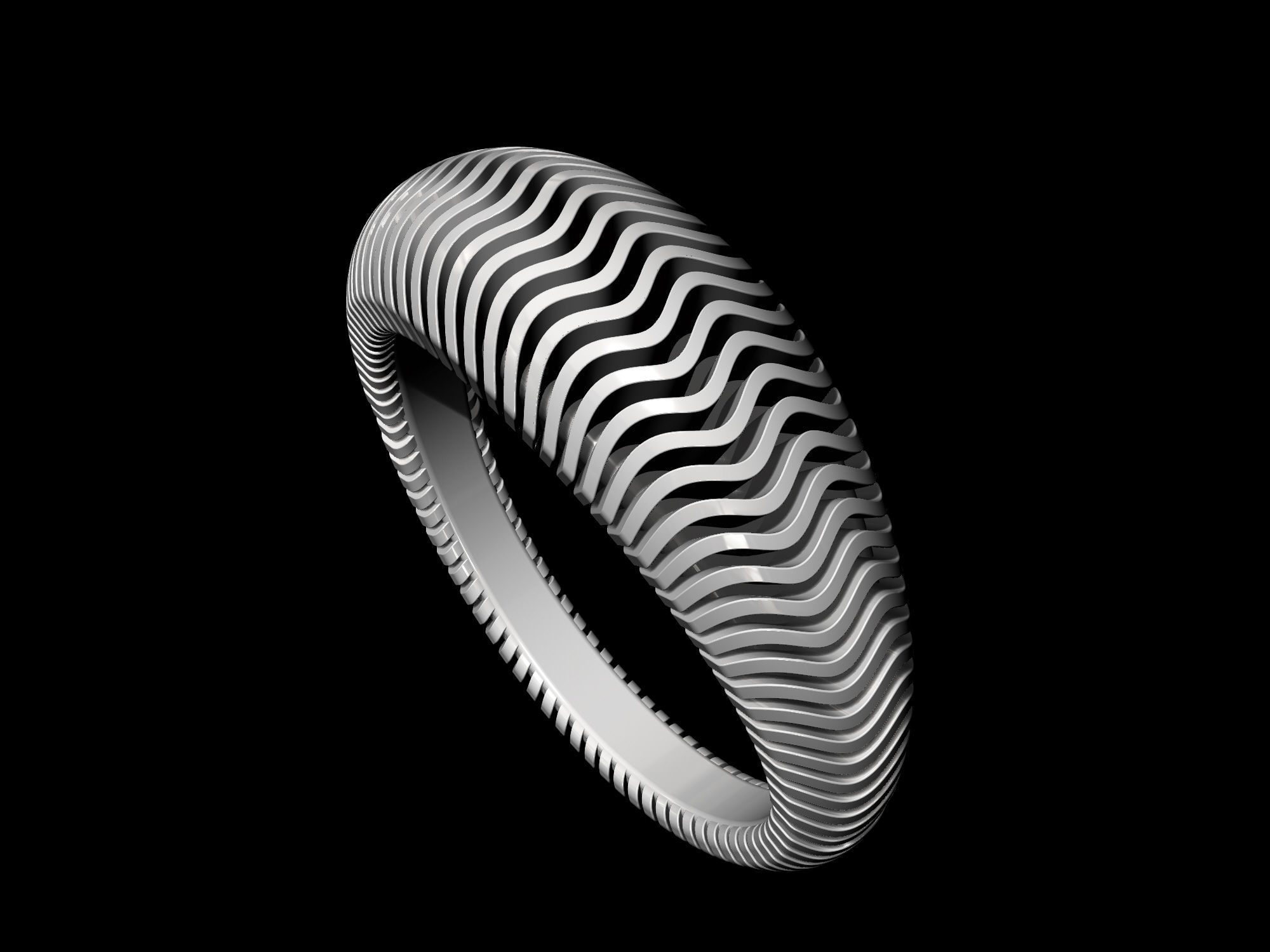 Waves Ring 3D print model_8