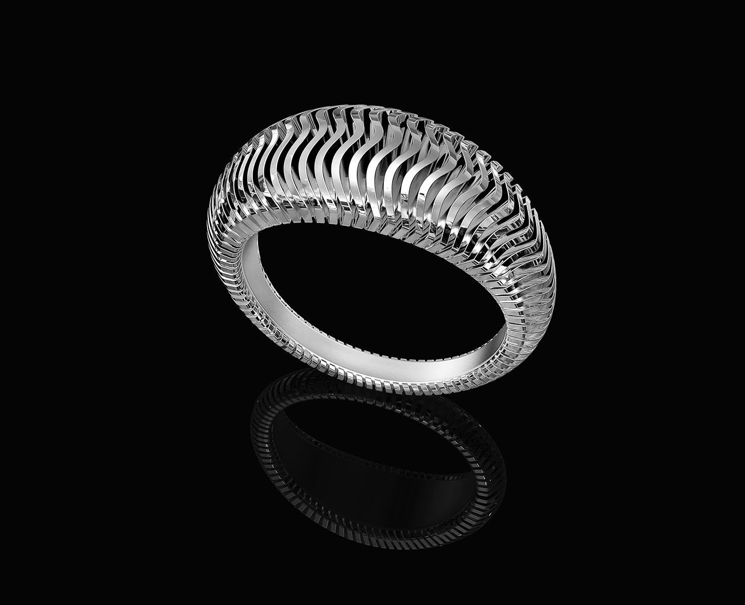 Waves Ring 3D print model_2