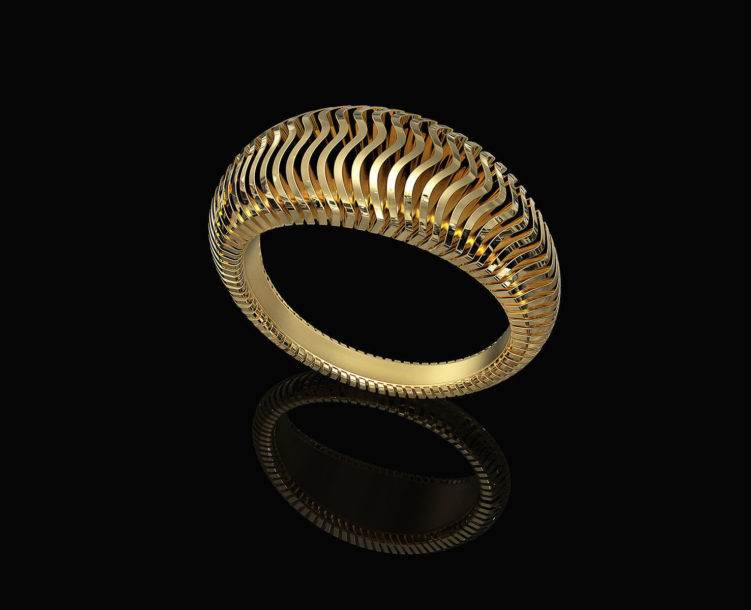 Waves Ring 3D print model_1