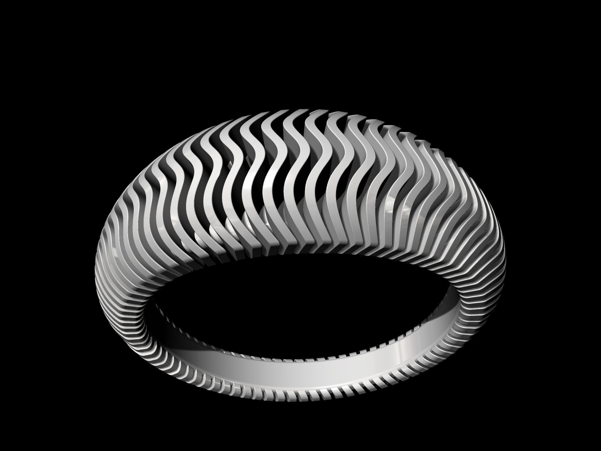 Waves Ring 3D print model_5