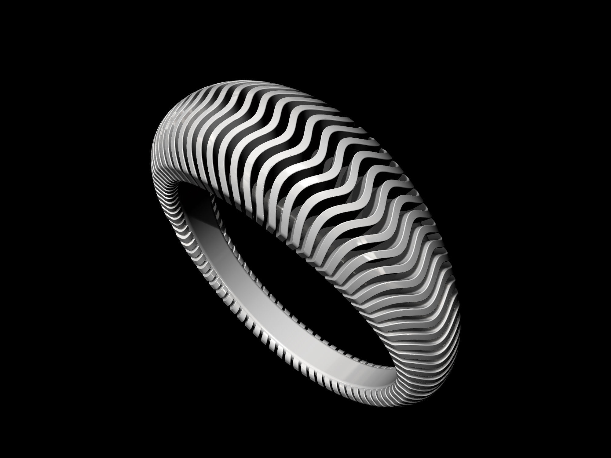Waves Ring 3D print model_4