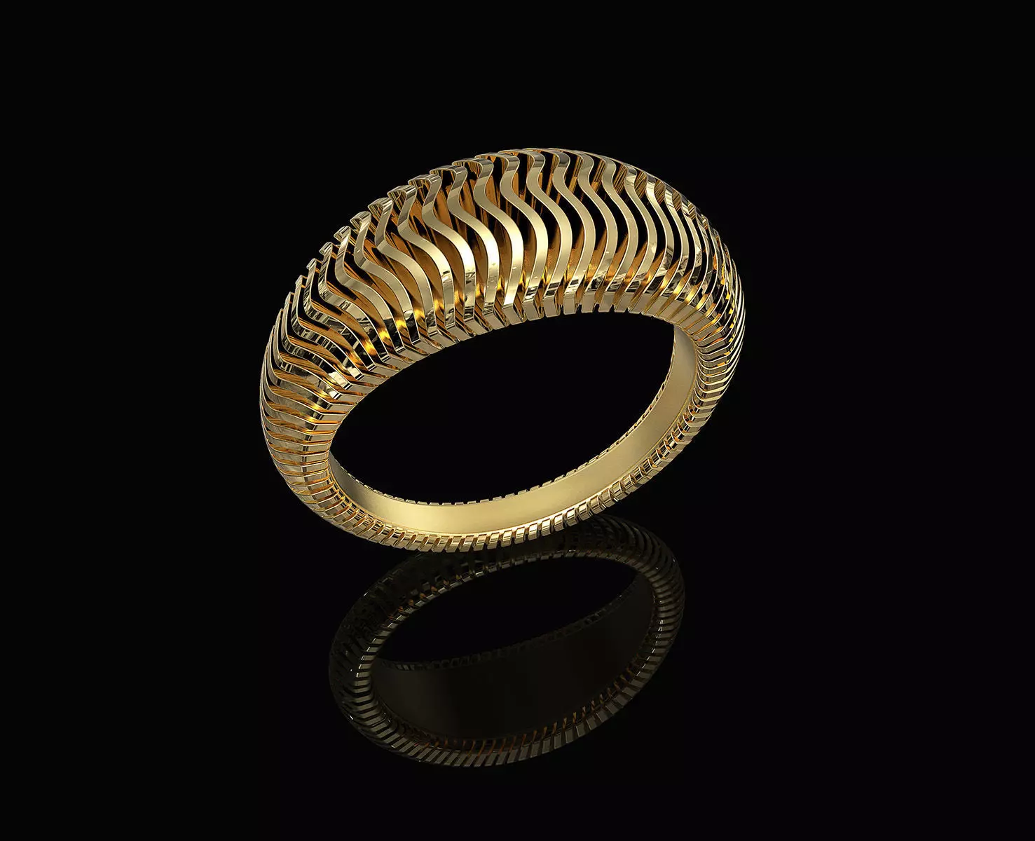 Waves Ring 3D print model_0