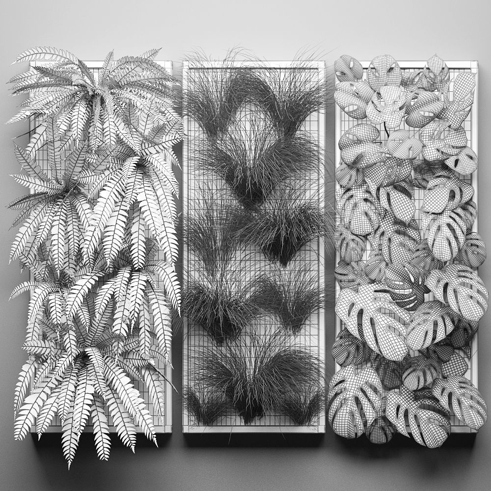 Vertical gardening Fern Wall 3 3D model_9