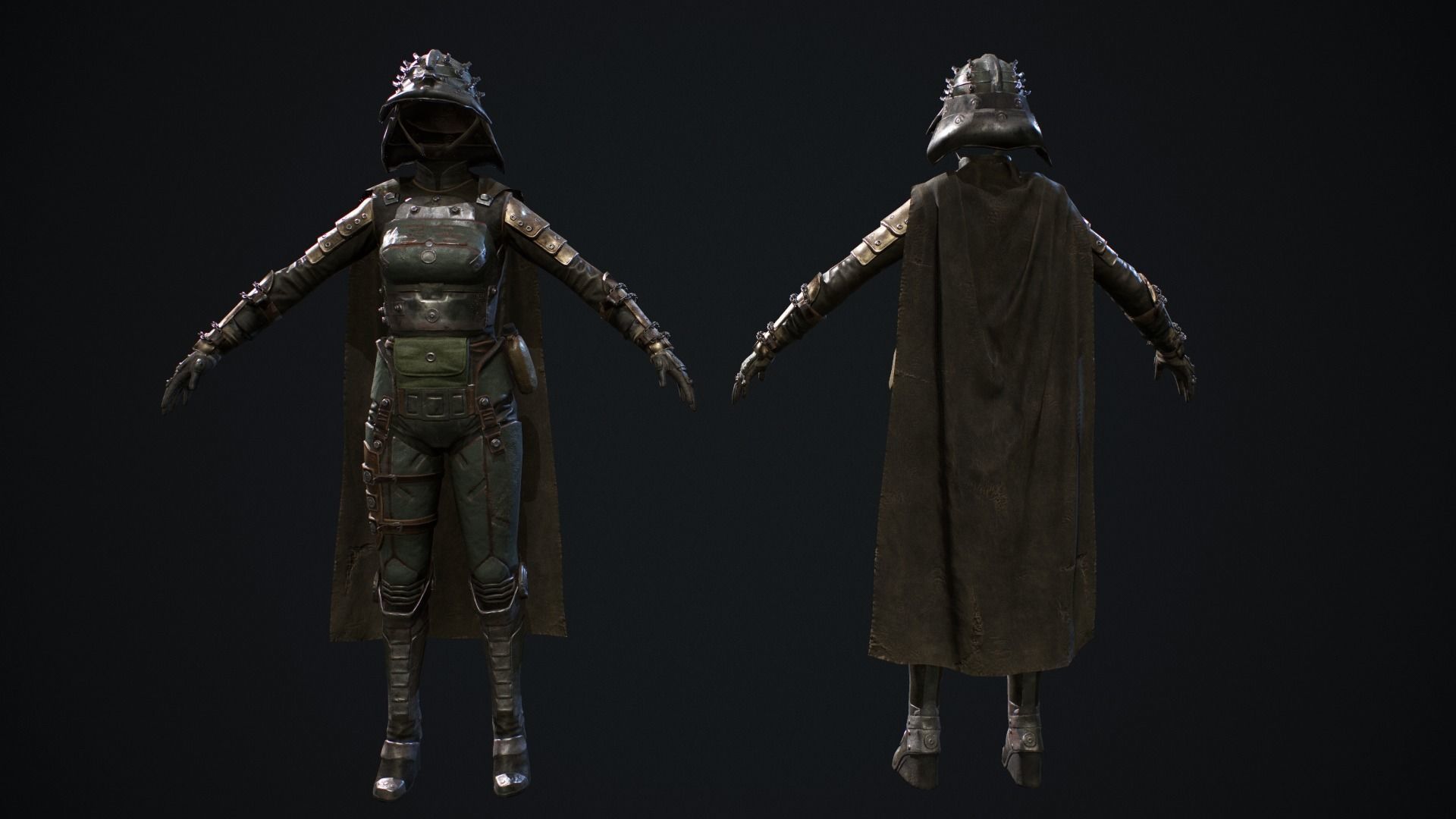 Female set 1 character Low-poly 3D model_4