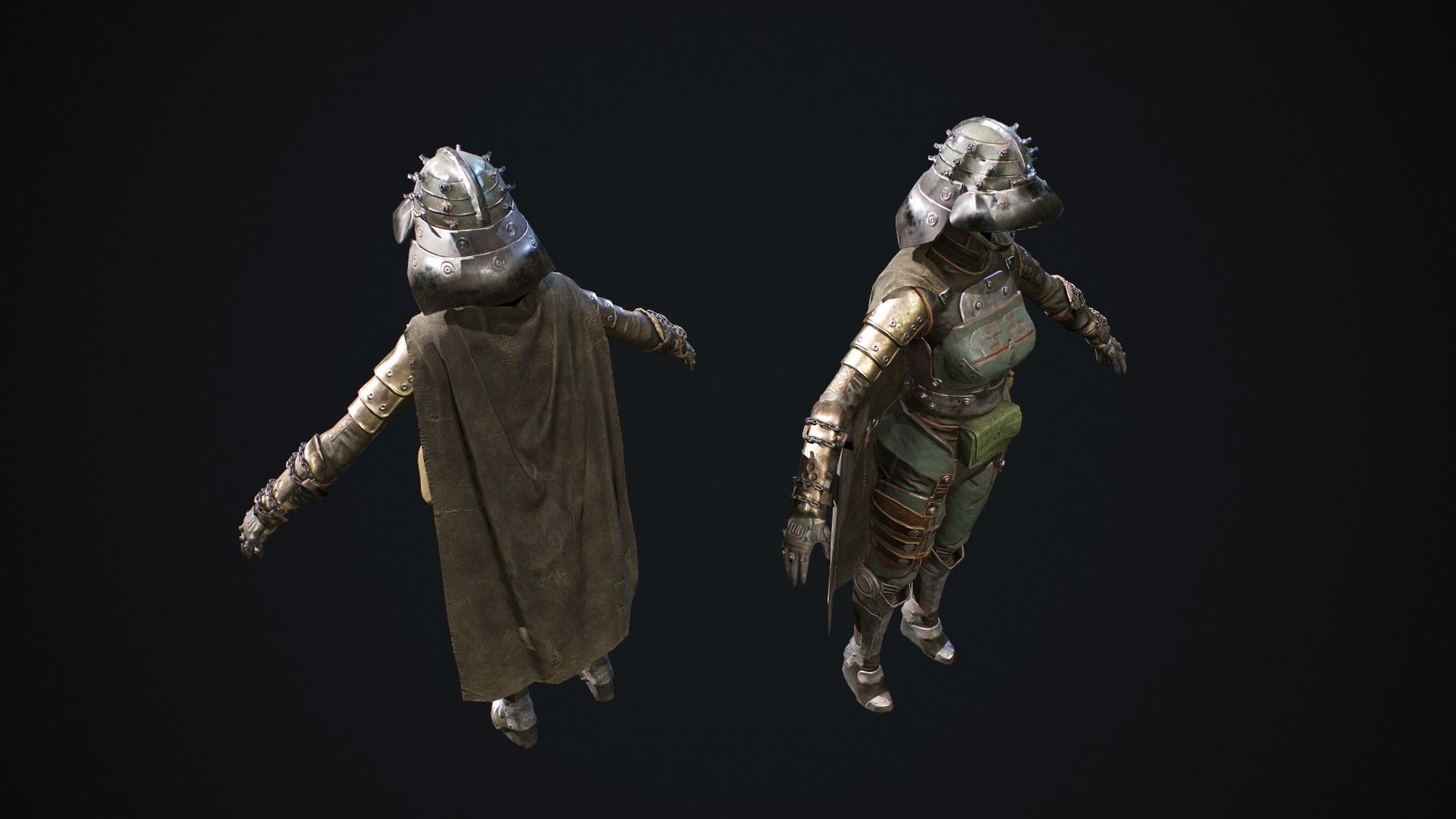 Female set 1 character Low-poly 3D model_3