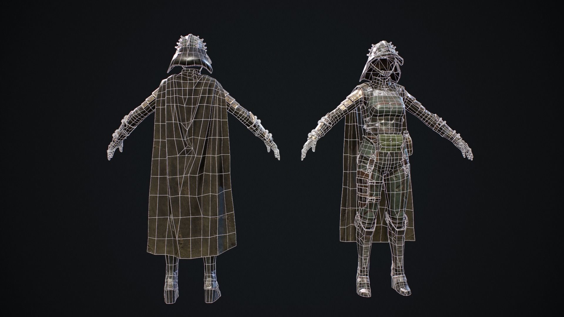 Female set 1 character Low-poly 3D model_5