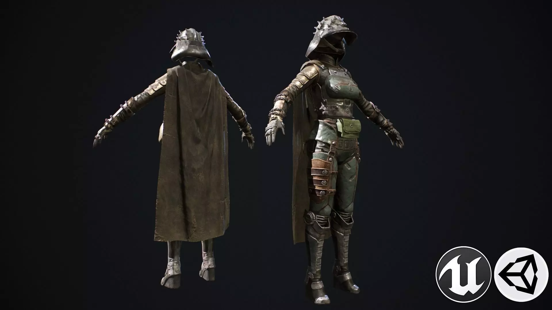 Female set 1 character Low-poly 3D model_0