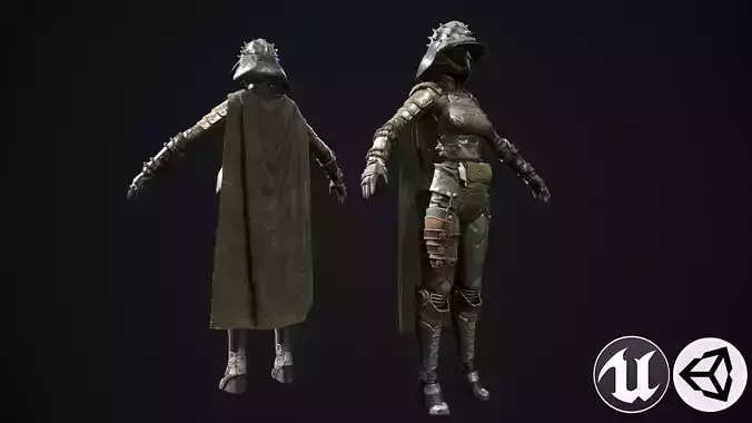 Female set 1 character Low-poly 3D model