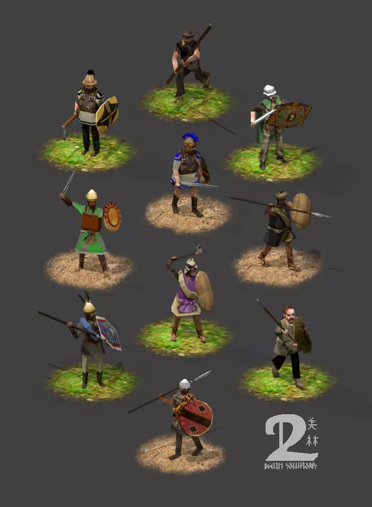 Lowpoly Iron Age warriors Low-poly 3D model_0