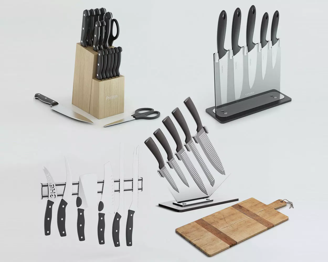 Knifes Blocks and Chopping Board 3D model_0