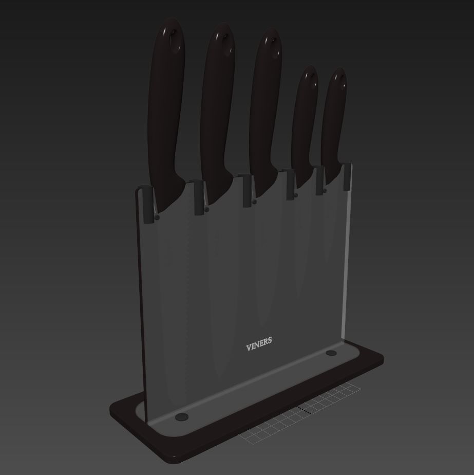 Knifes Blocks and Chopping Board 3D model_16