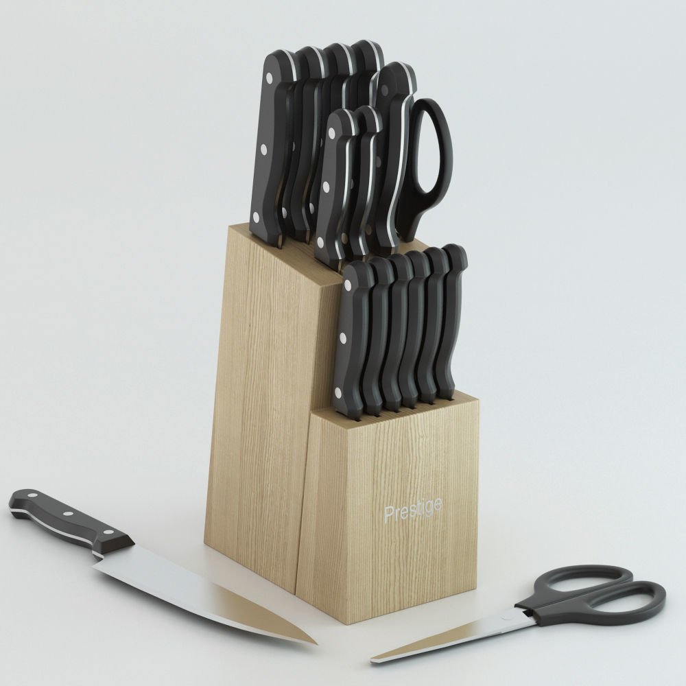 Knifes Blocks and Chopping Board 3D model_1