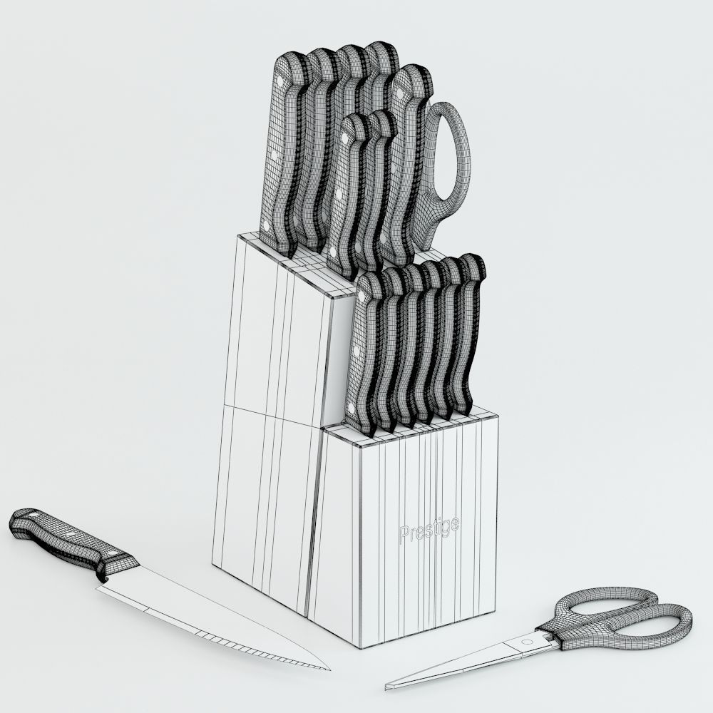 Knifes Blocks and Chopping Board 3D model_2