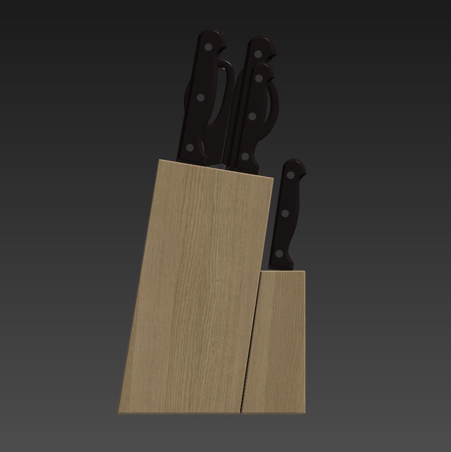 Knifes Blocks and Chopping Board 3D model_4
