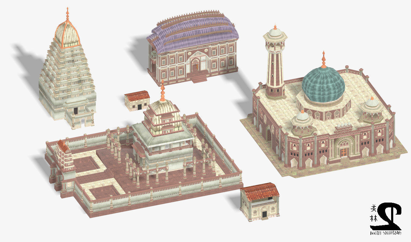 Indian building megapack Low-poly 3D model_1