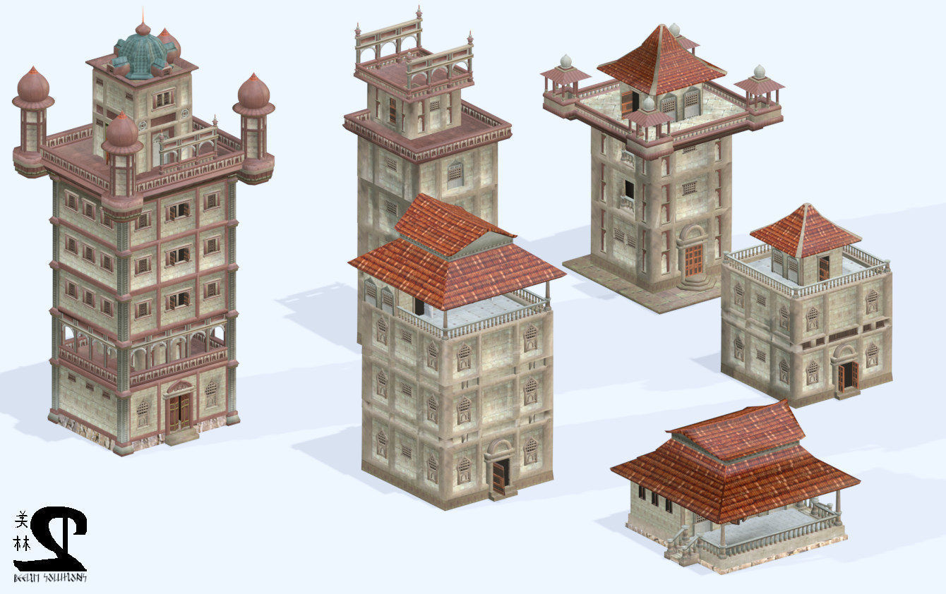 Indian building megapack Low-poly 3D model_2