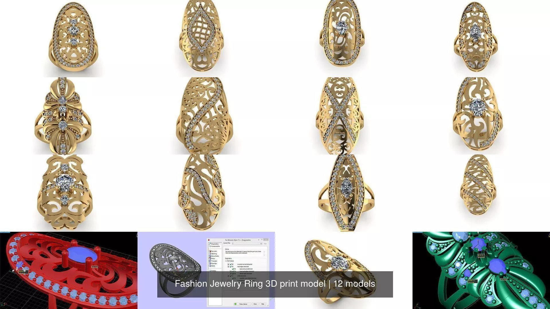 Fashion Jewelry Ring 3D print model 3D Model Collection_0