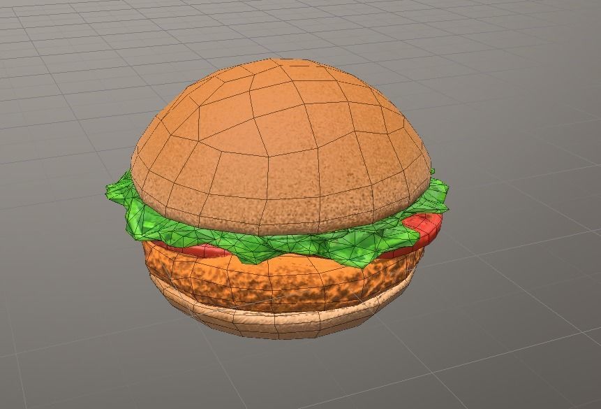 fried chicken sandwich Low Poly Low-poly 3D model_4