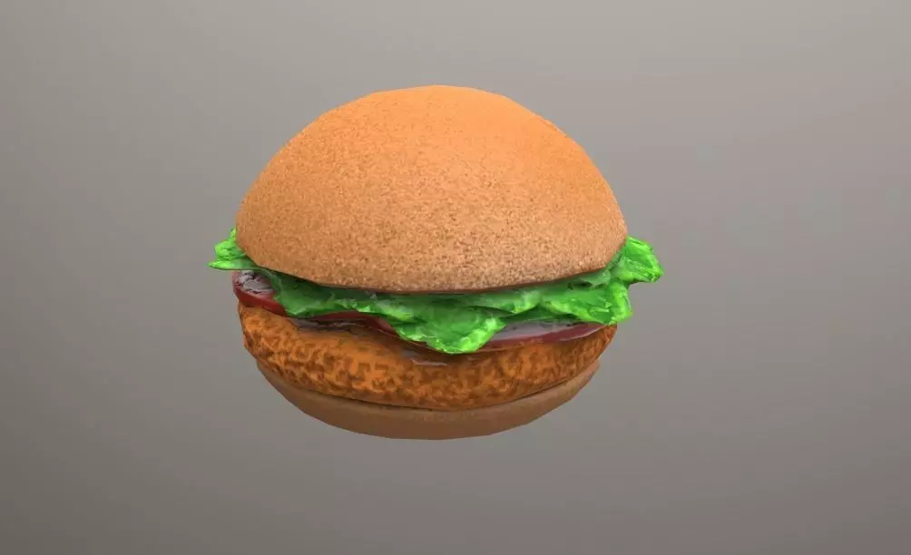 fried chicken sandwich Low Poly Low-poly 3D model_0