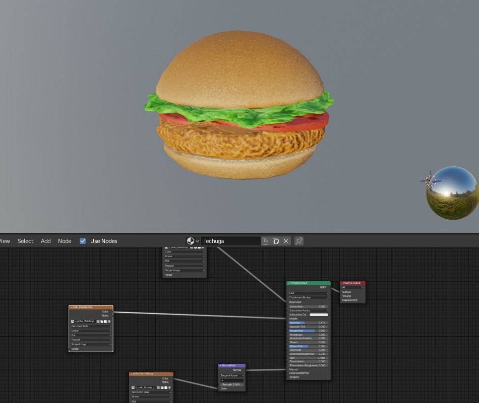 fried chicken sandwich Low Poly Low-poly 3D model_6