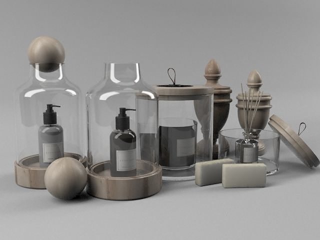 Crockery set of glass jars 3D model