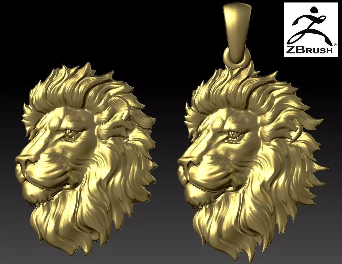 LION head pendant  3D print model_0