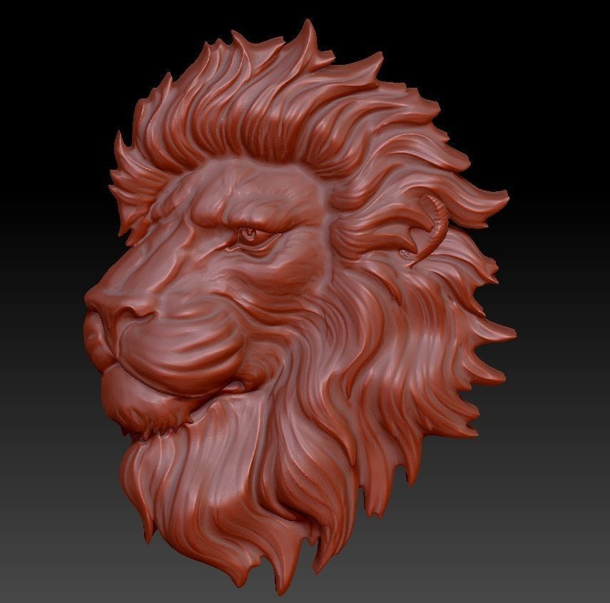 LION head pendant  3D print model_3
