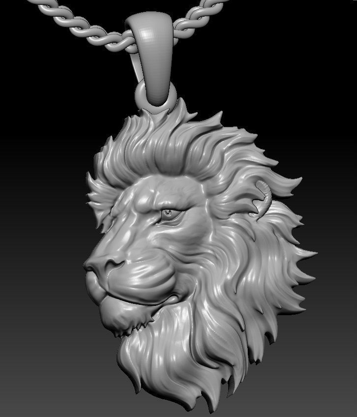 LION head pendant  3D print model_4