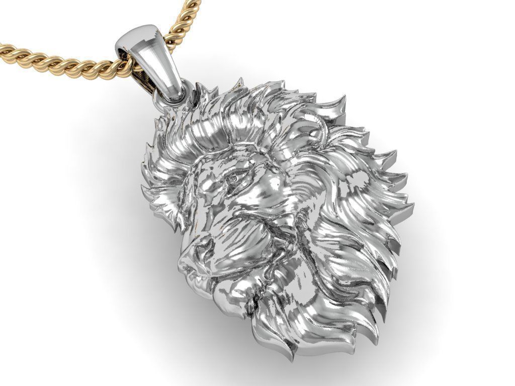 LION head pendant  3D print model_5