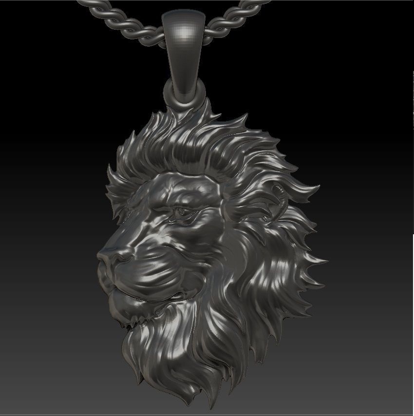 LION head pendant  3D print model_16