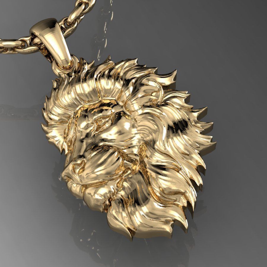 LION head pendant  3D print model_13