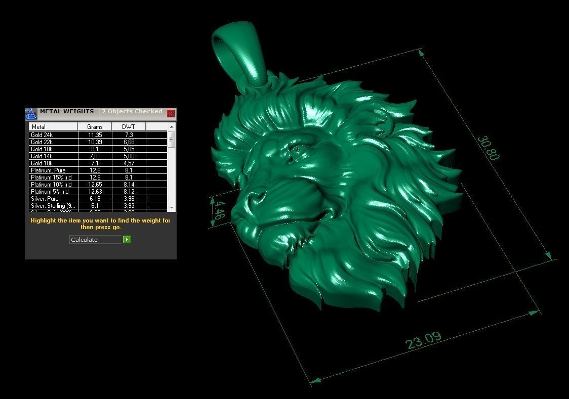 LION head pendant  3D print model_7