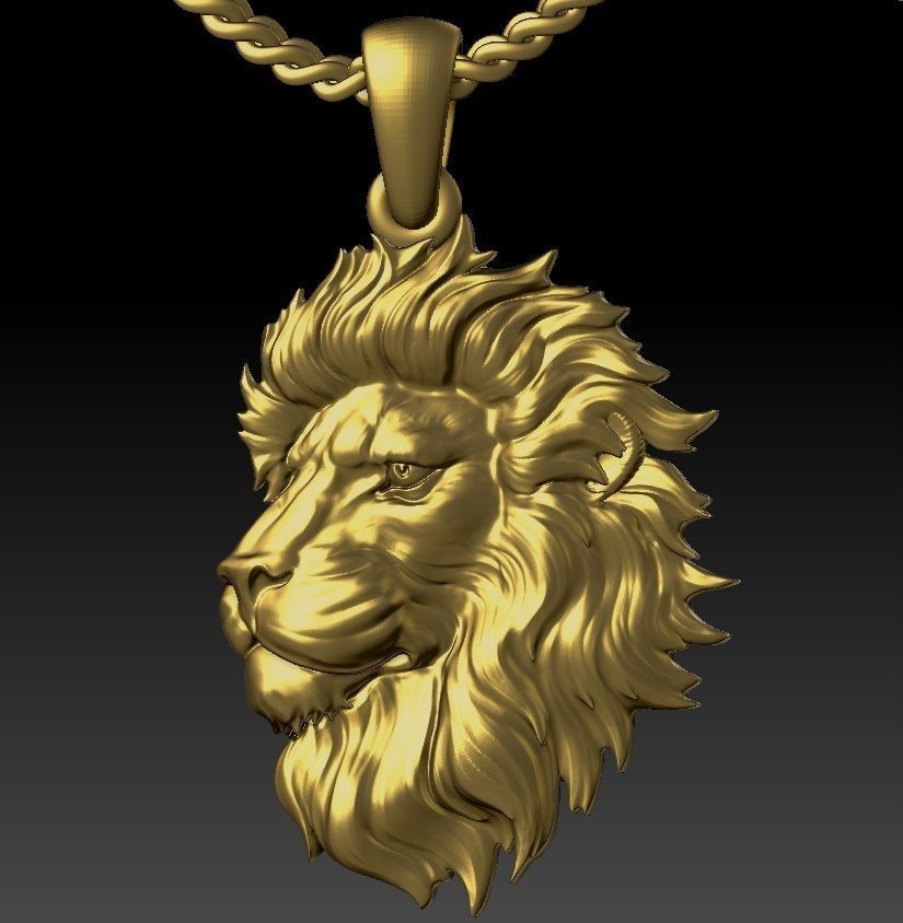 LION head pendant  3D print model_17