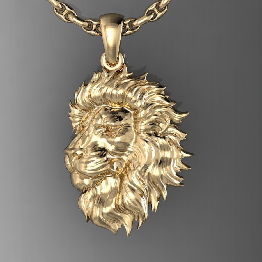 LION head pendant  3D print model_14