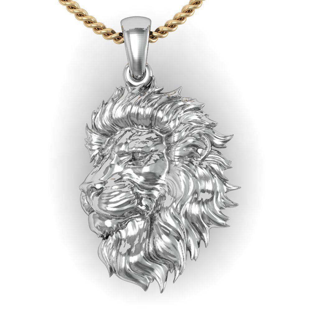 LION head pendant  3D print model_10