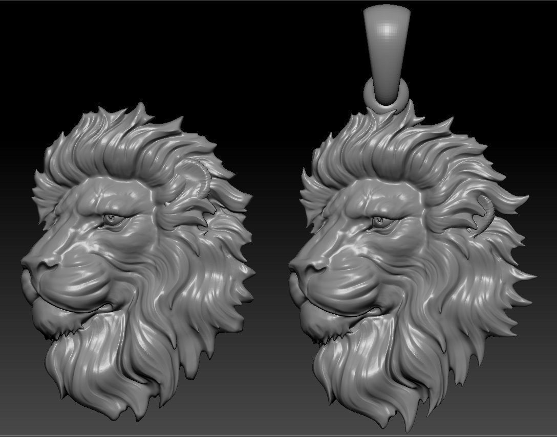 LION head pendant  3D print model_1
