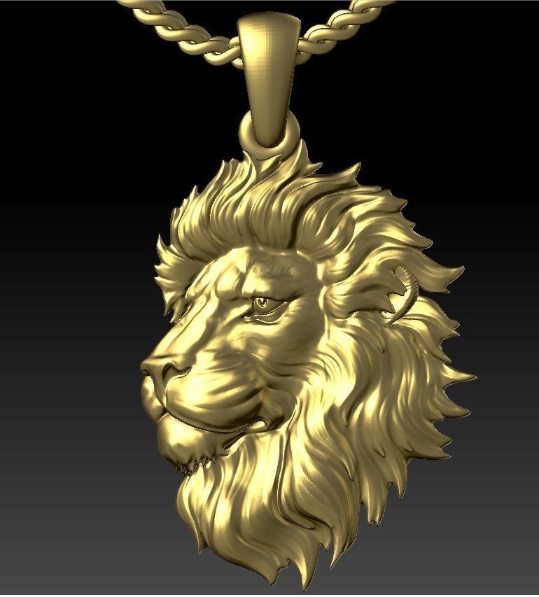 LION head pendant  3D print model_8