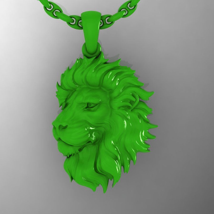 LION head pendant  3D print model_6