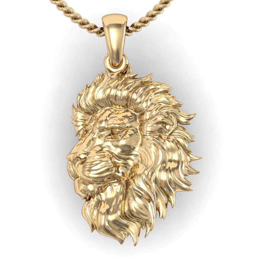 LION head pendant  3D print model_2
