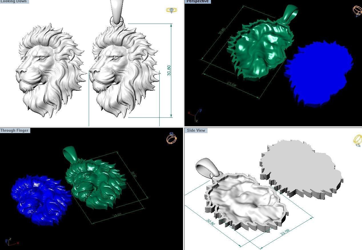 LION head pendant  3D print model_12