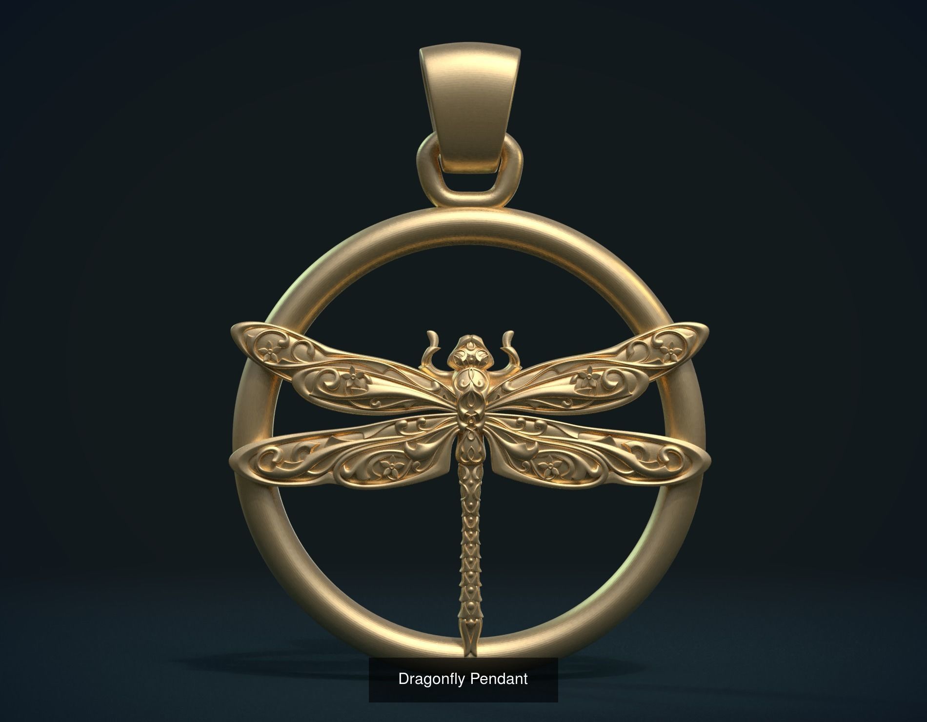 Pendants gold dragonfly pendant 3D Model Collection_7