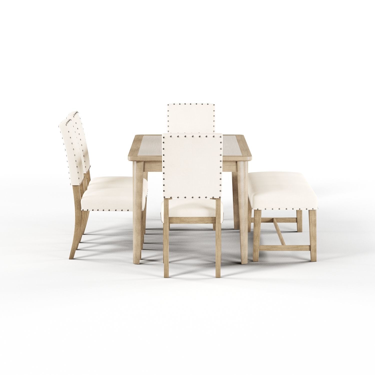 Maison Rouge Carson Caramel Rectangular Table Dining Set Low-poly 3D model_2