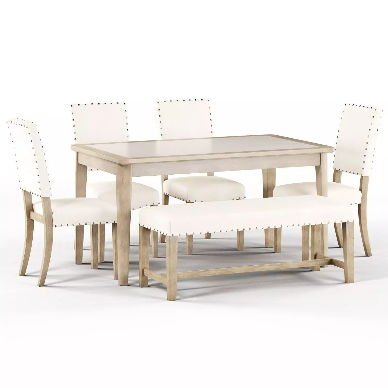 Maison Rouge Carson Caramel Rectangular Table Dining Set Low-poly 3D model_0