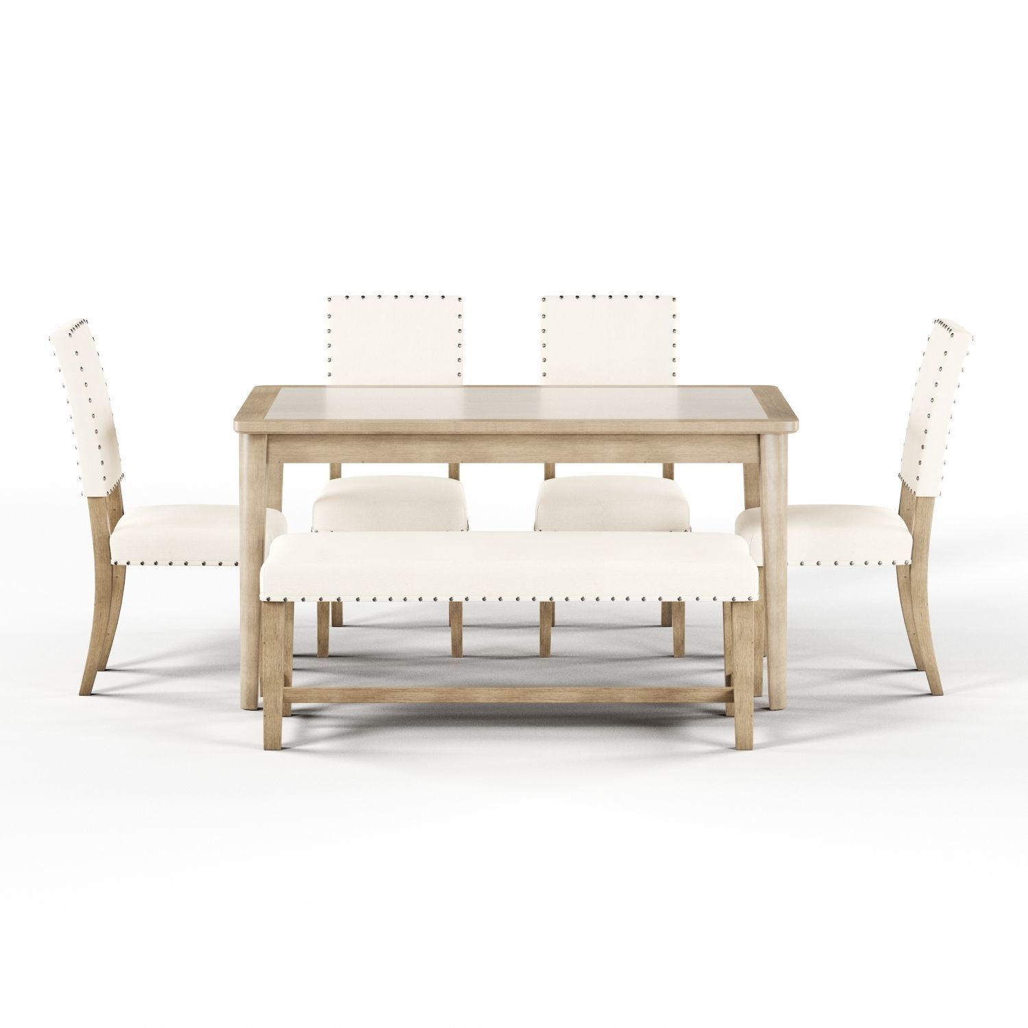 Maison Rouge Carson Caramel Rectangular Table Dining Set Low-poly 3D model_1