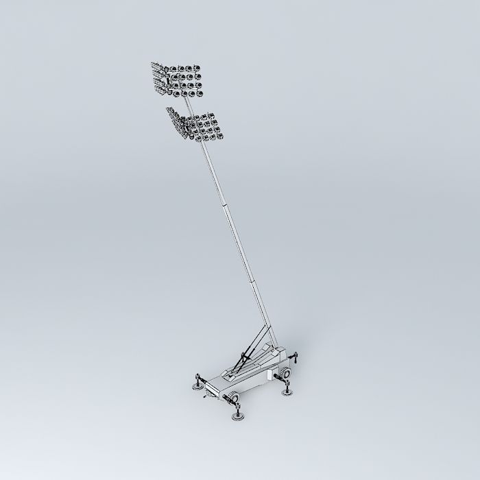 Portable Flood Light Tower Free 3D model_4