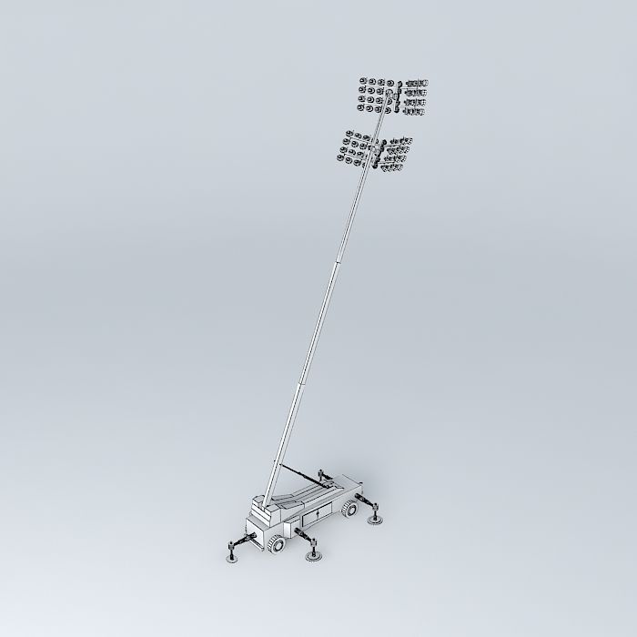 Portable Flood Light Tower Free 3D model_3