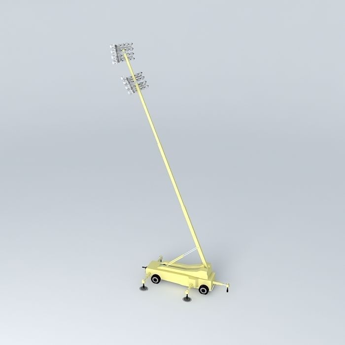 Portable Flood Light Tower Free 3D model_1