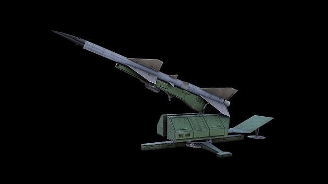 S75 SAM-2 Anti Aircraft Missile Launcher Low-poly 3D model