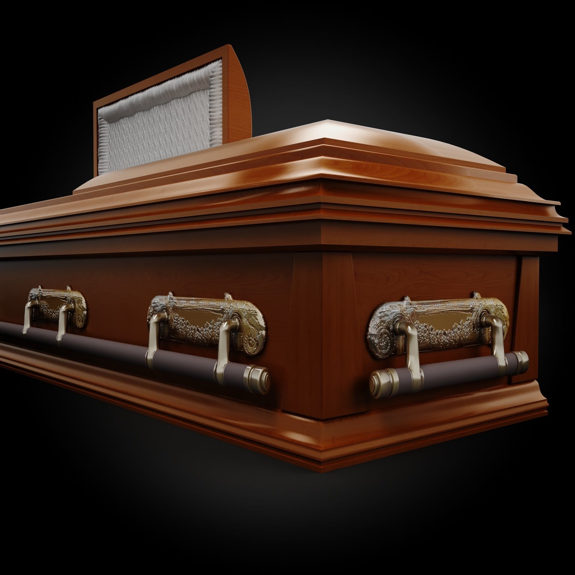 High Def Classic Coffin Wood Modern 3D model_4