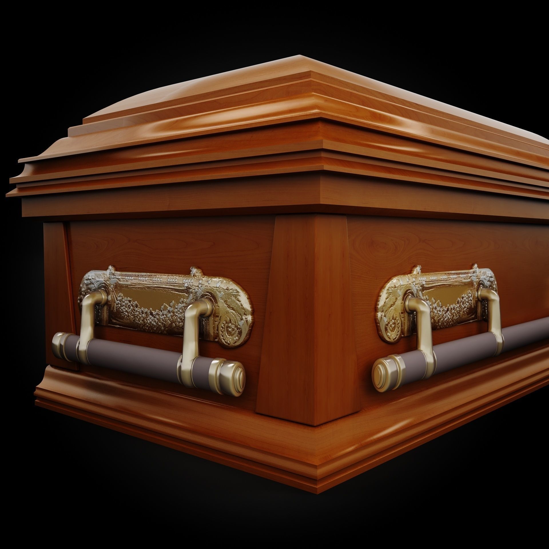 High Def Classic Coffin Wood Modern 3D model_5
